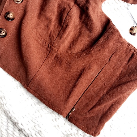 Forever 21 Linen Crop Top in Brown - Picture 3 of 8